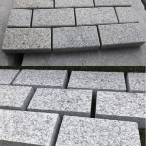 SILVER GREY GRANITE FLAMMED COBBLES